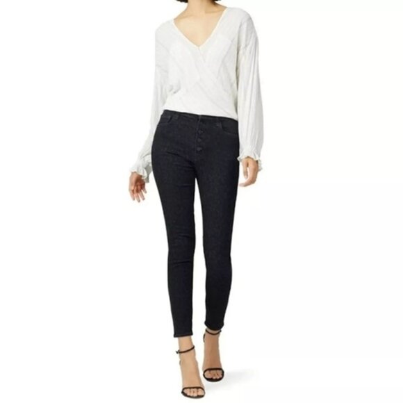 NWT J BRAND Lillie Black Leopard Button Fly Print High Rise‎ Crop Skinny Jeans - Picture 2 of 15